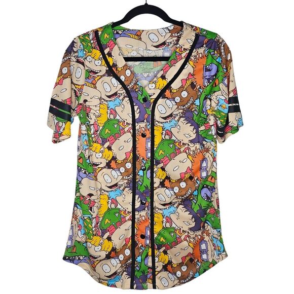 Nickelodeon Retro Rugrats Baseball Jersey 90s Inspired Novelty Print Tee Size L - Picture 1 of 7